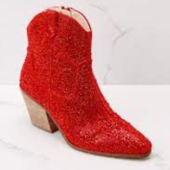 NIB Matisse Harlow Rhinestone Boots in Red - Picture 2 of 2